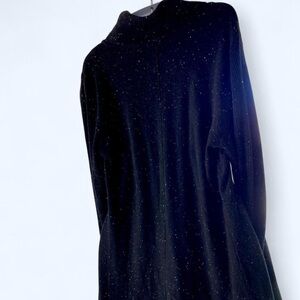 Calvin Klein Black with small white polka dot design dress w moc turtleneck M